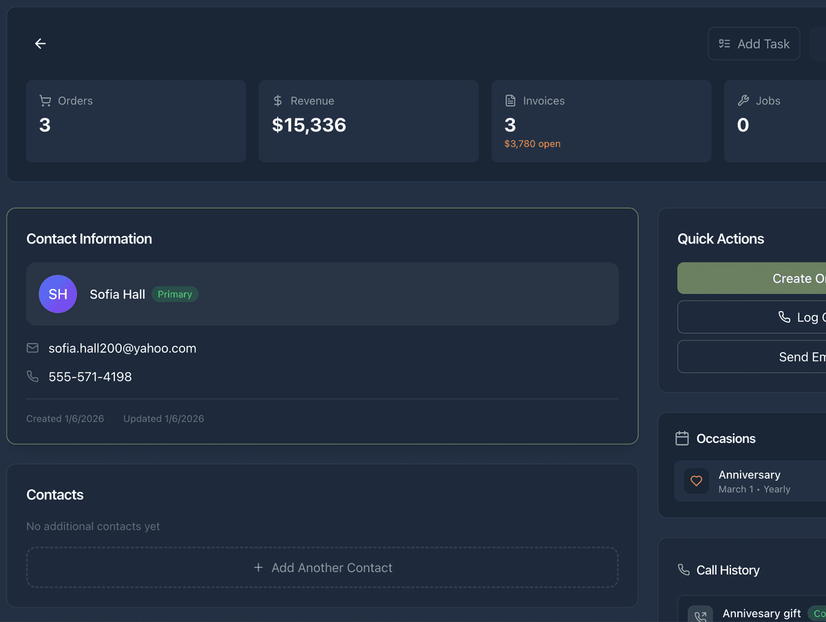 Jewelia CRM dashboard showing customer profiles and relationship management tools