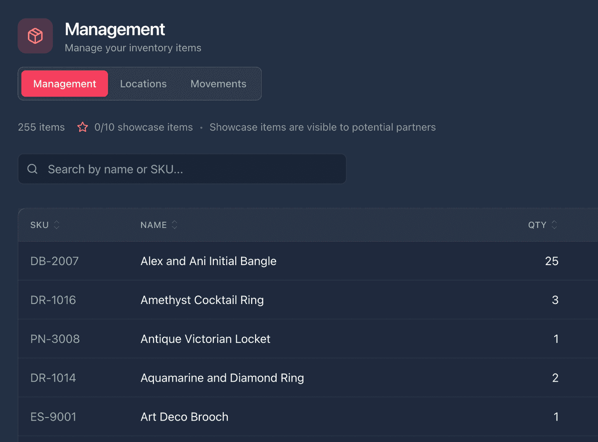 Jewelia Stock Management