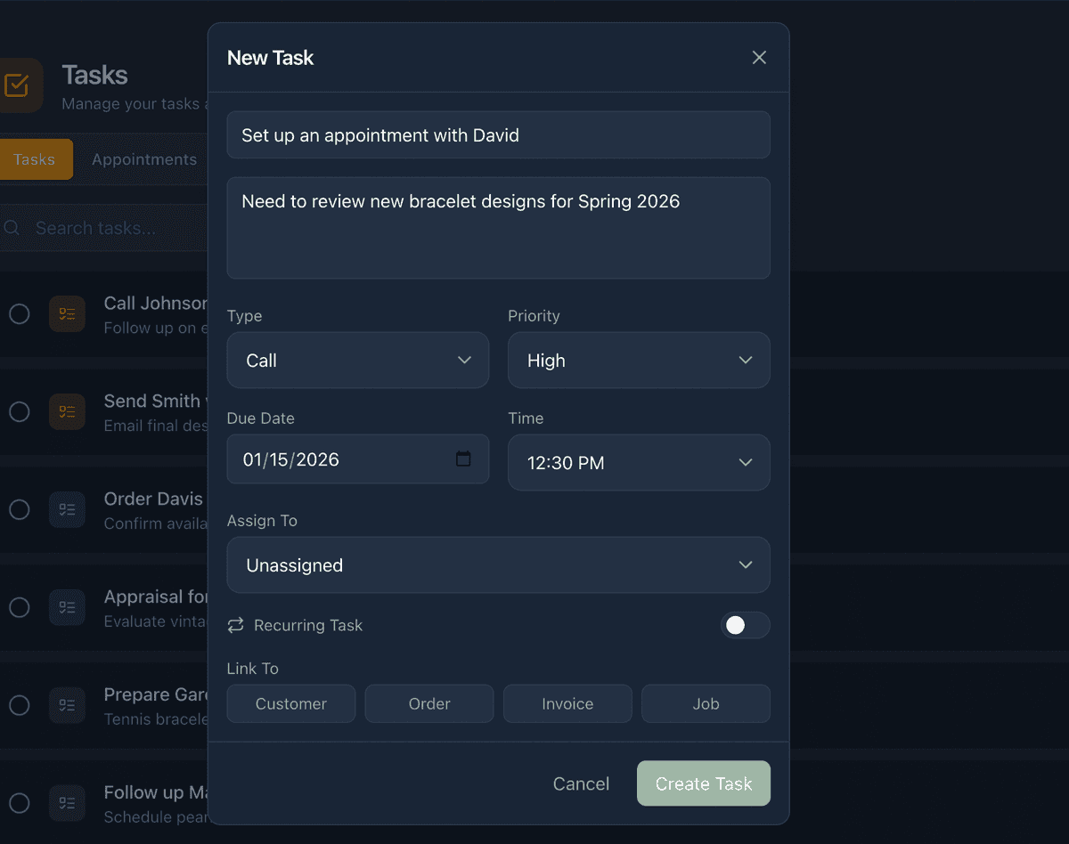 Jewelia Tasks